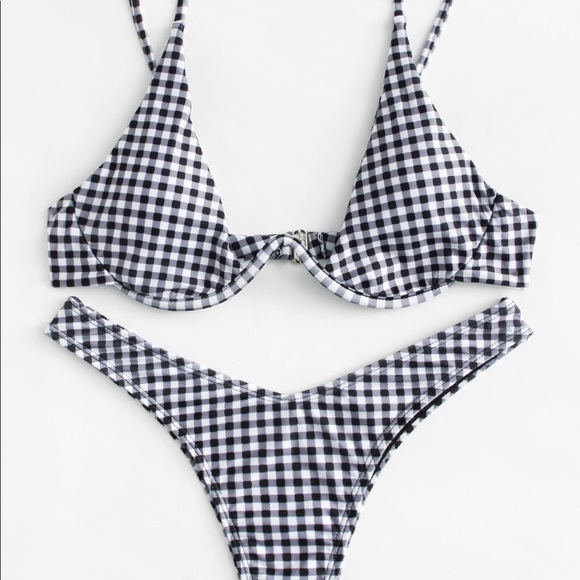 SHEIN Other - Gingham High Leg Bikini Set